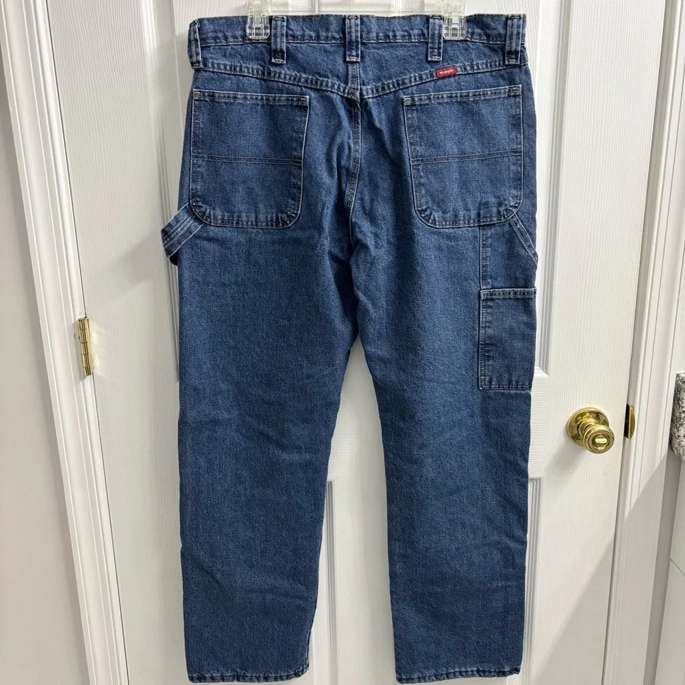 Wrangler Fleece Lined Carpenter Jeans Mens 34 x 32 Blue Denim Thick Cold Weather